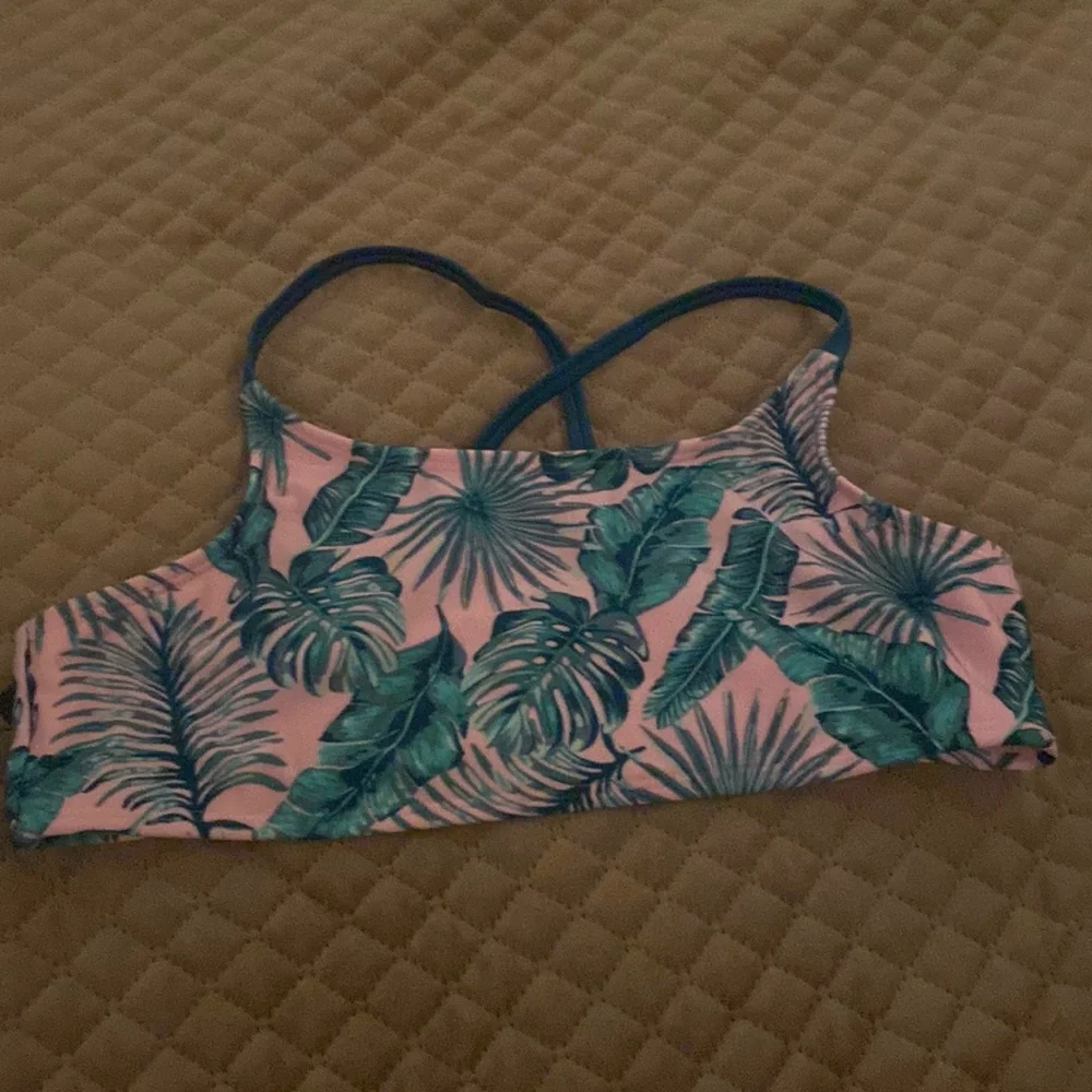 Kids Girls Multicolor Palm Tree Branch Swim Top‎